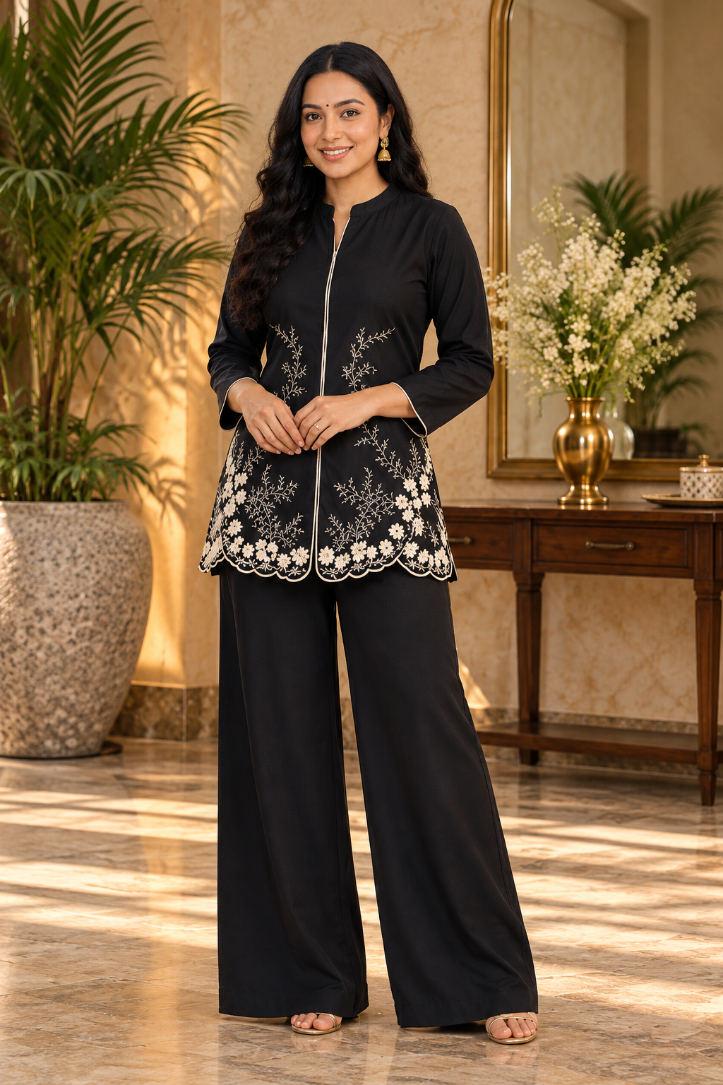 Black Embroidered Co-ord Set
