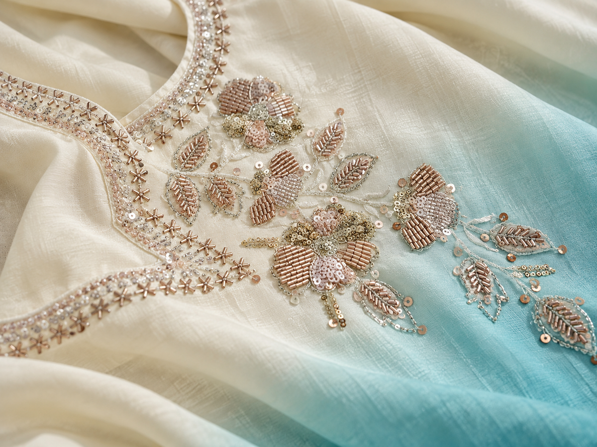 Aqua Mist Embellished 3-Piece Suit Set