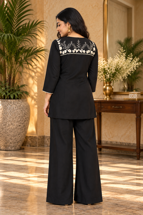 Black Embroidered Co-ord Set