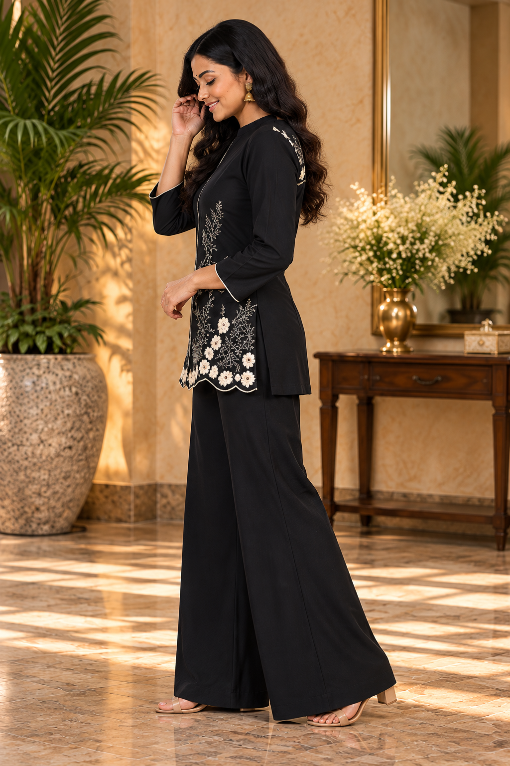 Black Embroidered Co-ord Set