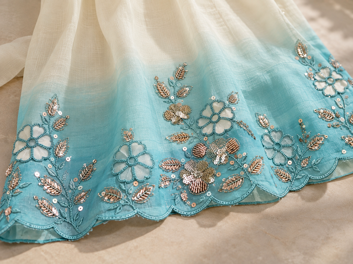 Aqua Mist Embellished 3-Piece Suit Set