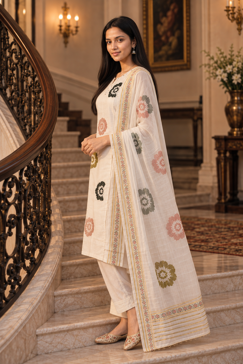 Ivory Garden Floral 3-Piece Suit Set