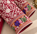 Kashmiri Wine Floral Heritage 3-Piece Suit Set.