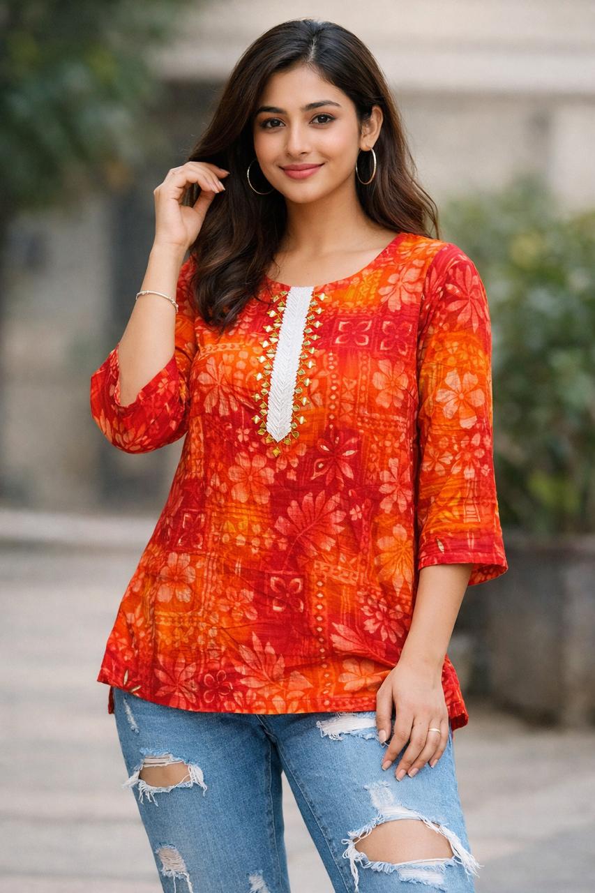 🍊 Kesariya Sky Rosera Kurti 🍊