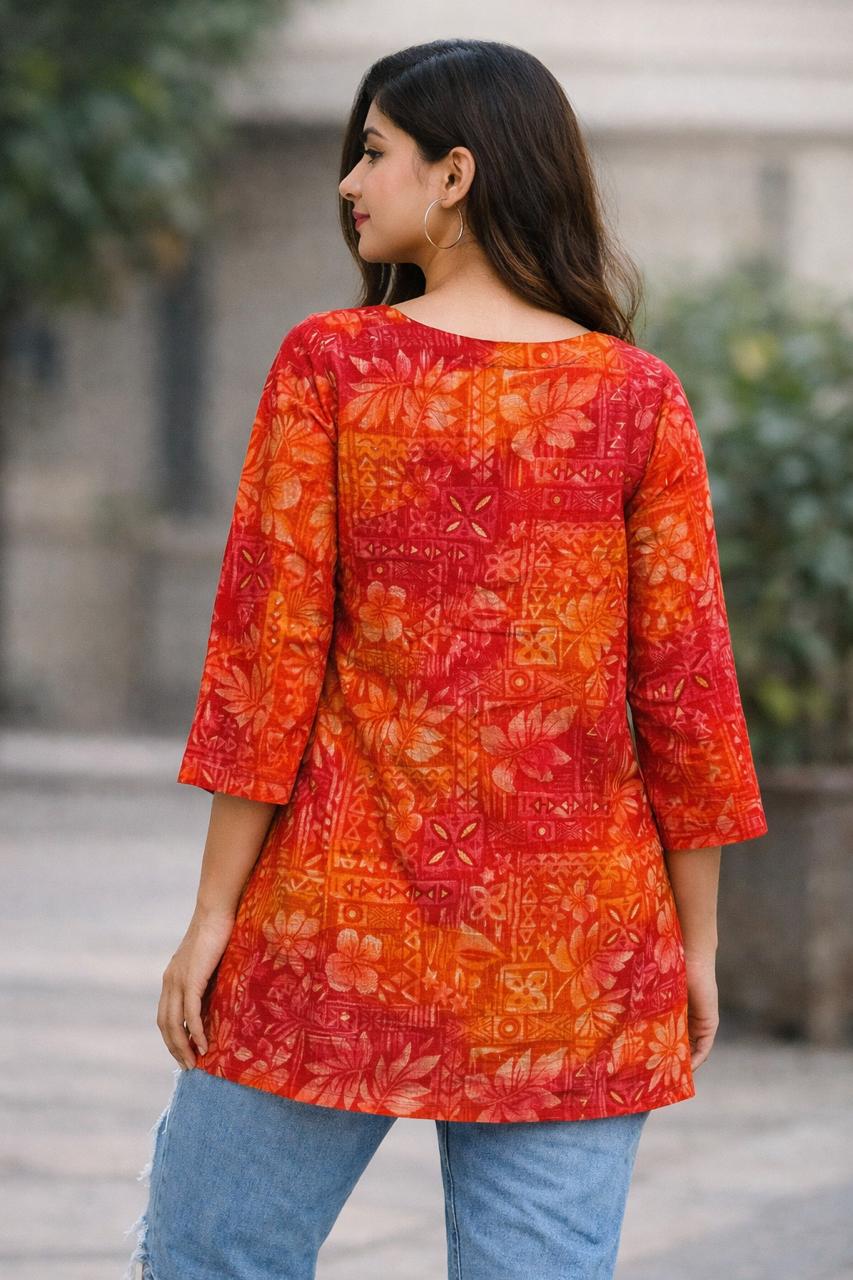 🍊 Kesariya Sky Rosera Kurti 🍊